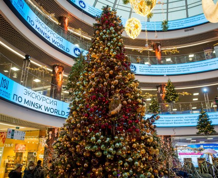 Какая красота! В Dana Mall не просто поставили елку – а превратили первый этаж в новогоднюю Беловежскую пущу