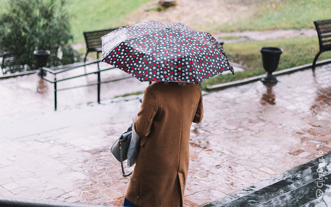 Дама с зонтом в Минске.
